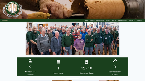 Screenshot of the Burcot Woodturners CIO website