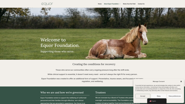Screenshot of the Equor Foundation website