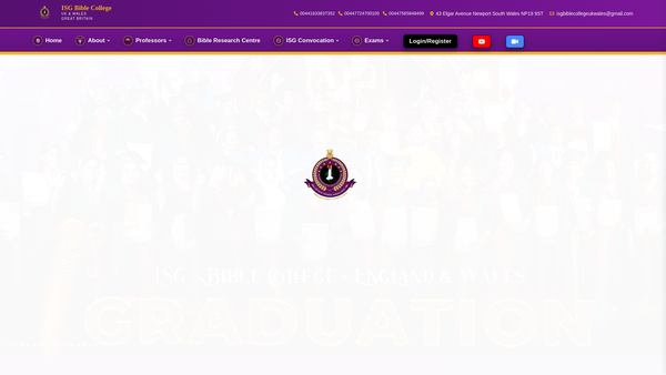 Screenshot of the Isg Bible College UK website