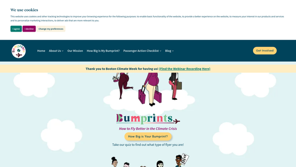 Screenshot of the Bumprints website