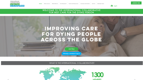 Screenshot of the The International Collaborative For Best Care For The Dying Person website