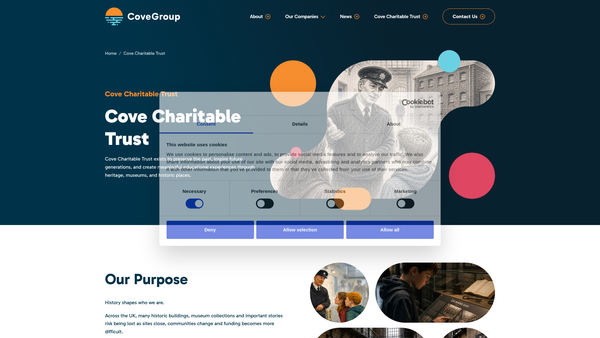 Screenshot of the Cove Charitable Trust website