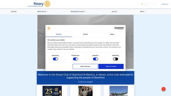 Screenshot of the Rotary Club Of Stamford St Martins CIO website