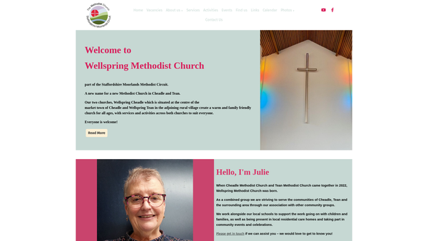 Screenshot of the Wellspring Methodist Church website