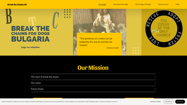 Screenshot of the Break The Chains For Dogs - Bg/uk website