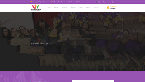 Screenshot of the Holding Hands Together website