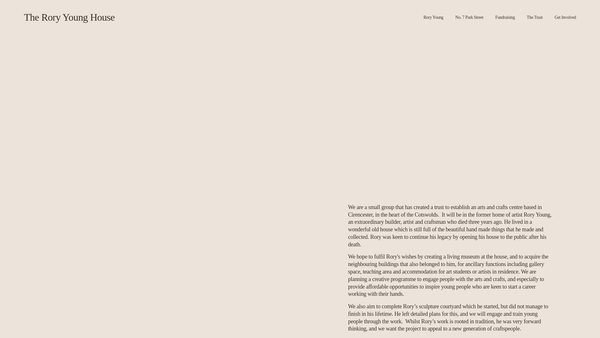 Screenshot of the Rory Young House website
