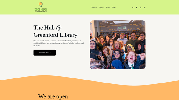 Screenshot of the The Hub @ Greenford Library website