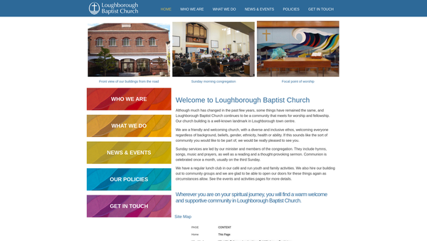 Screenshot of the Loughborough Baptist Church website