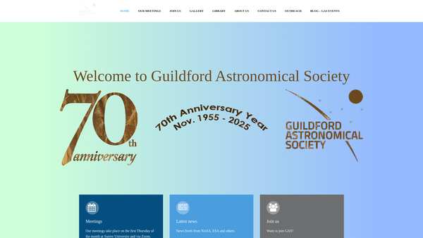 Screenshot of the Guildford Astronomical Society website