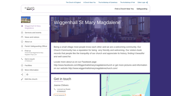 Screenshot of the The Parochial Church Council Of The Ecclesiastical Parish Of Wiggenhall St Mary Magdalen website