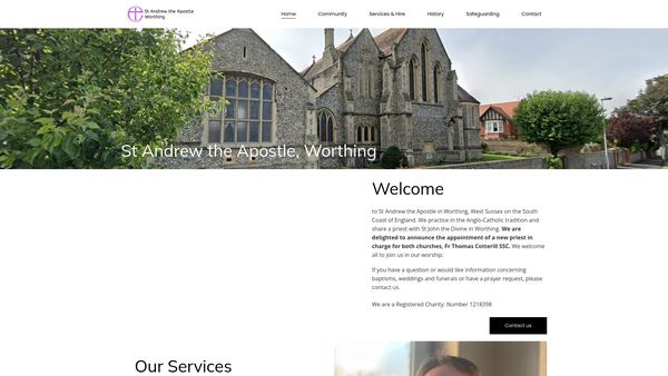 Screenshot of the The Parochial Church Council Of The Ecclesiastical Parish Of St Andrew The Apostle, Worthing website
