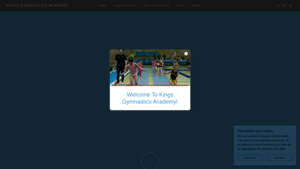 Screenshot of the Kings Gymnastics Academy website