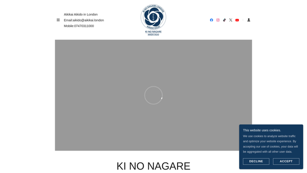 Screenshot of the Aikikai.london Ki No Nagare Dojo website