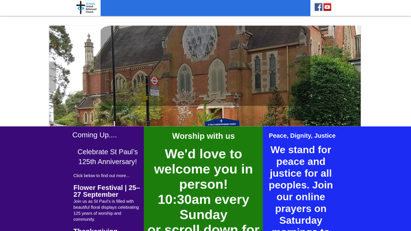 Screenshot of the St Pauls United Reformed Church South Croydon Charity website