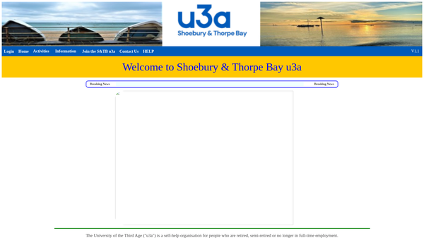 Screenshot of the Shoebury And Thorpe Bay U3A website
