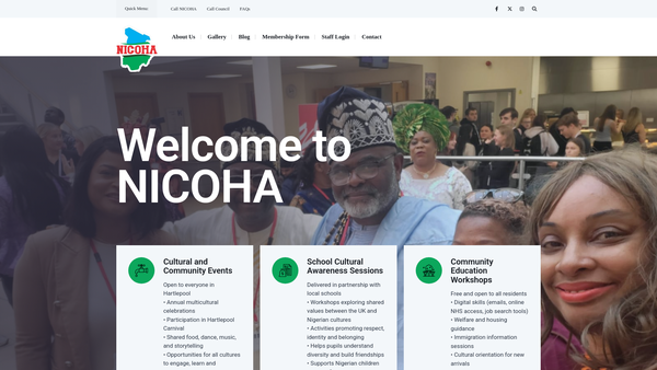Screenshot of the Nigerian Community In Hartlepool website