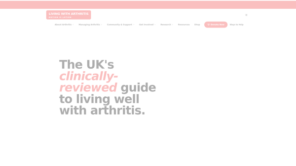 Screenshot of the Living With Arthritis website