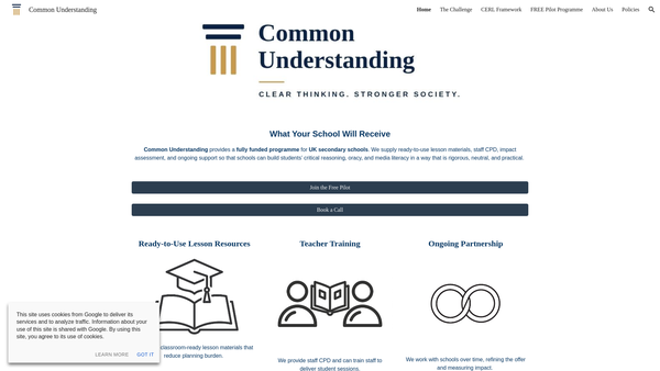 Screenshot of the The Common Understanding Trust website