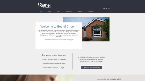 Screenshot of the Bethel Church, Liverpool website