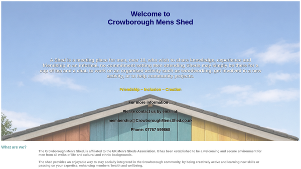 Screenshot of the Crowborough Men's Shed website