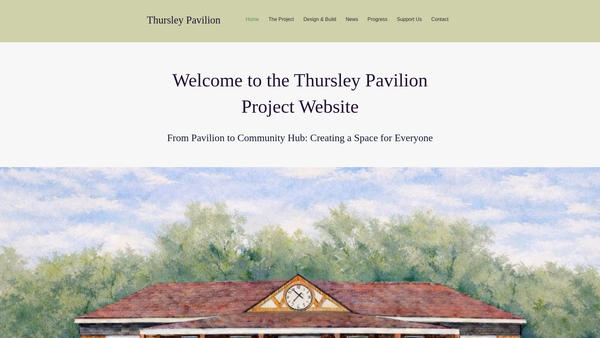 Screenshot of the Thursley Pavilion CIO website