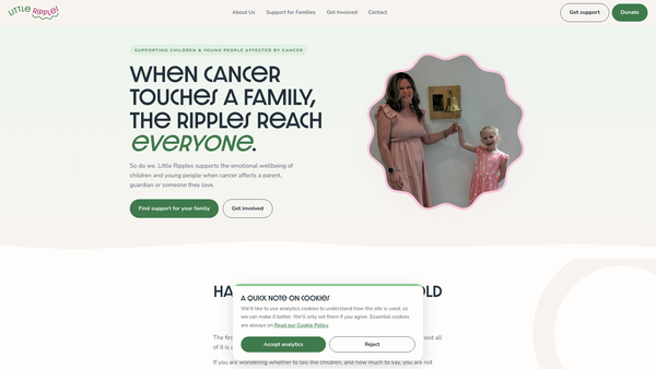 Screenshot of the Little Ripples website