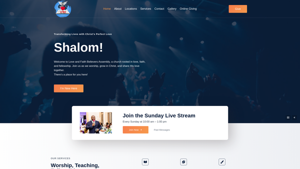 Screenshot of the Love And Faith Believers Assembly website