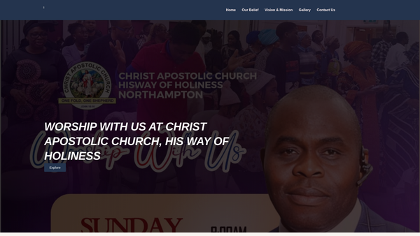 Screenshot of the Christ Apostolic Church Hisway Of Holiness website