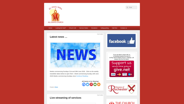 Screenshot of the The Parochial Church Council Of The Ecclesiastical Parish Of St Paul With All Saints Chatham website