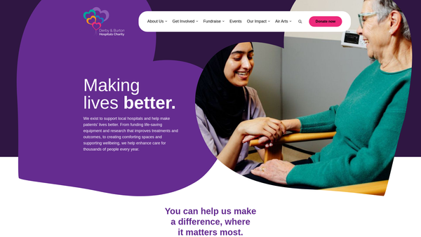 Screenshot of the Derby And Burton Hospitals Charity website