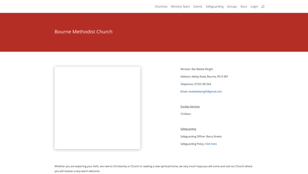 Screenshot of the Bourne Methodist Church website
