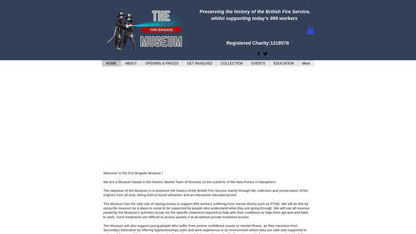 Screenshot of the The Fire Brigade Museum Limited website