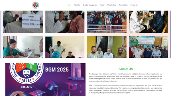 Screenshot of the Daulathpur Union Education And Welfare Trust UK website