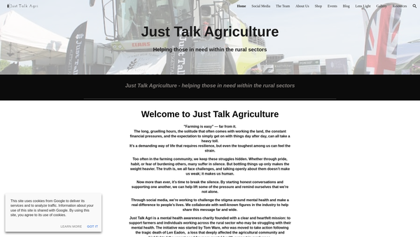 Screenshot of the Just Talk Agriculture website