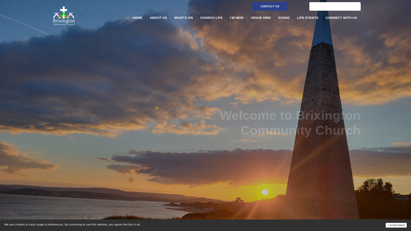 Screenshot of the Brixington Community Church (Baptist) Exmouth website