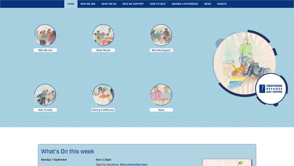 Screenshot of the Croydon Refugee Day Centre website