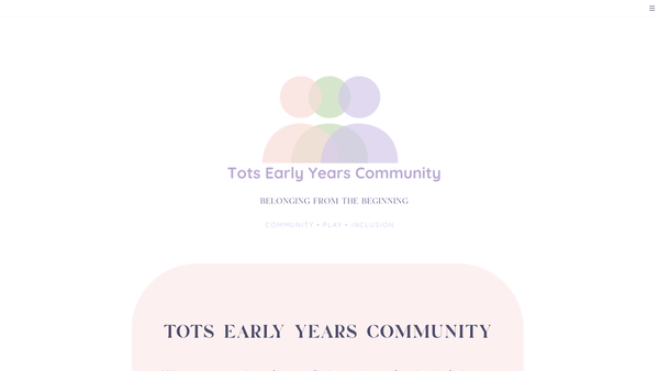 Screenshot of the Tots Early Years Community website