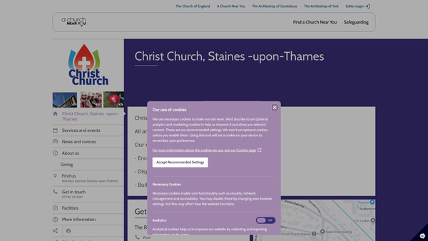 Screenshot of the The Parochial Church Council Of The Ecclesiastical Parish Of Christ Church, Staines website