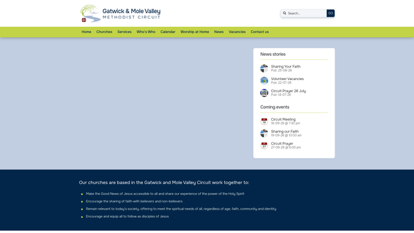 Screenshot of the Gatwick And Mole Valley Methodist Circuit website