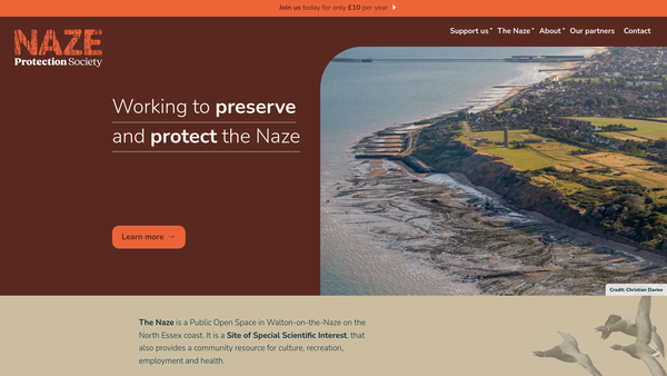 Screenshot of the The Naze Protection Society website