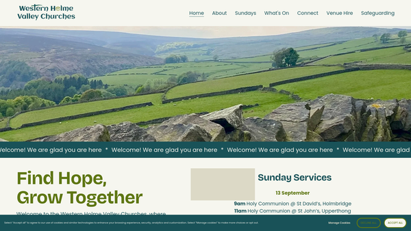 Screenshot of the St Davids Church Holmbridge website