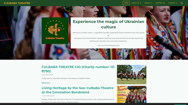Screenshot of the Culbaba Theatre CIO website