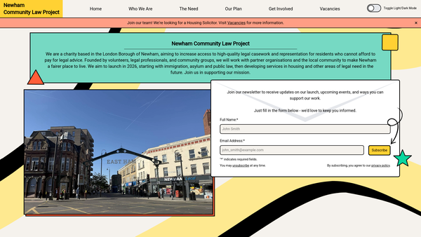 Screenshot of the Newham Community Law Project Limited website