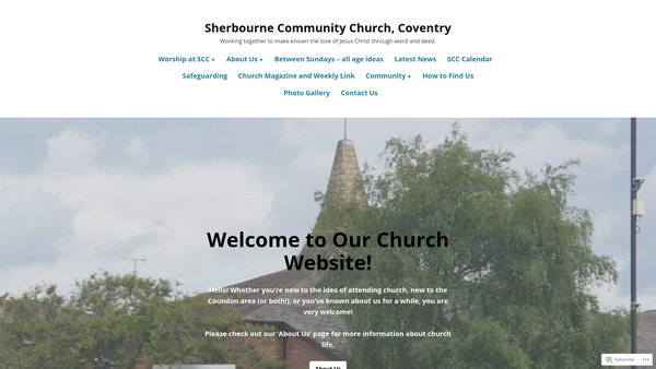 Screenshot of the Sherbourne Community Church, Coventry website