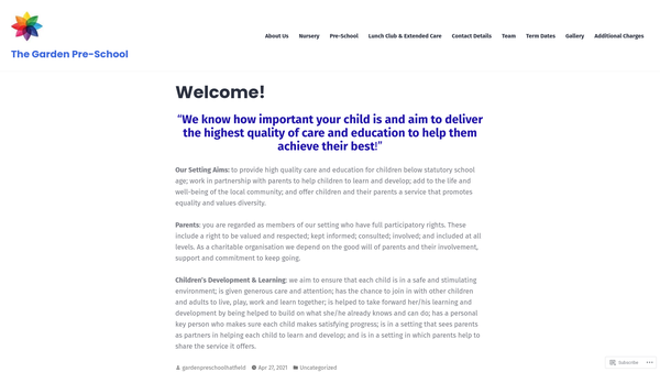 Screenshot of the The Garden Preschool And Nursery website