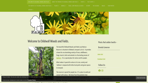 Screenshot of the Friends Of Childwall Woods And Fields website
