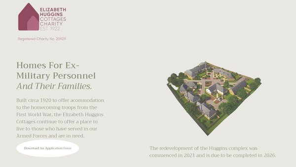 Screenshot of the Elizabeth Huggins Cottages Charity website