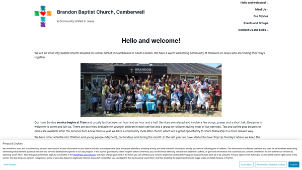 Screenshot of the Brandon Baptist Church website