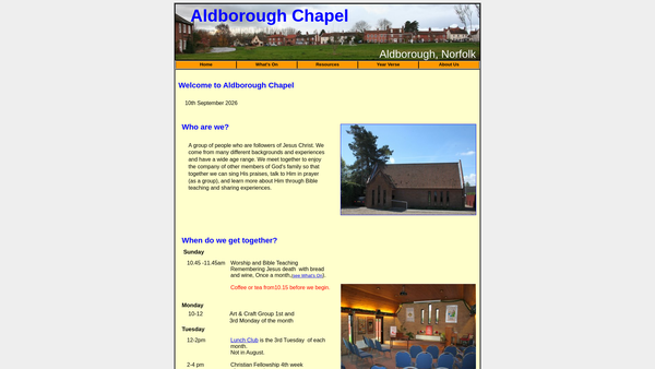 Screenshot of the Aldborough Chapel website
